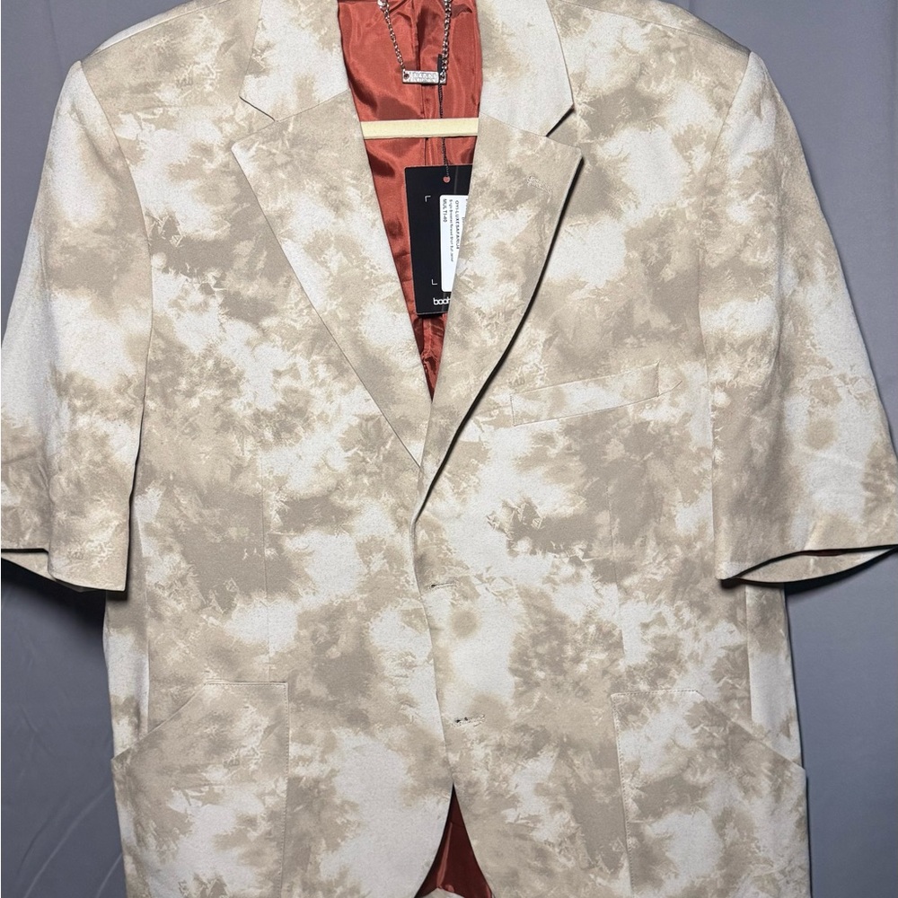 Boohoo Beige and Cream Patterned Suit
